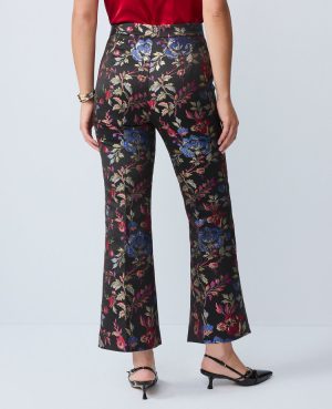 The Petite Side-Zip Flare Pant in Floral Jacquard