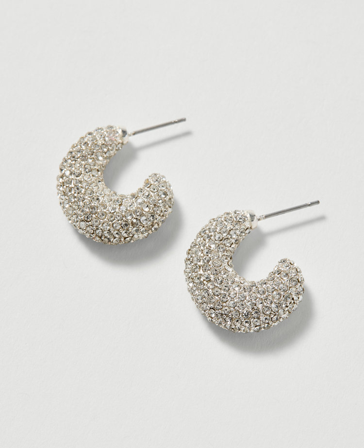 Pav&eacute; Hoop Earrings