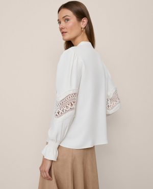 Petite Lace Trim Blouse