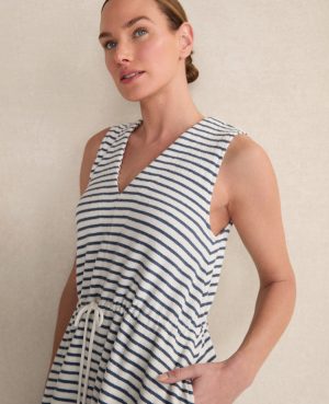 Haven Well Within Cotton Blend Textured Stripe Midi Dress