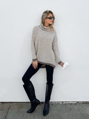 Mocha Stripe Knit Sweater