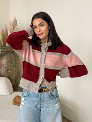 Octavia Button Down Sweater in Burgundy