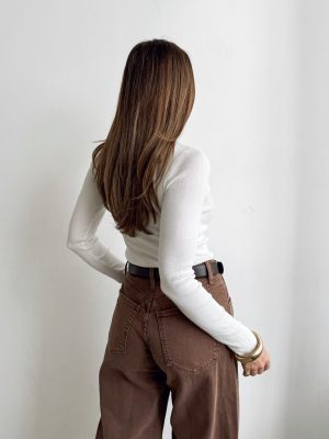 Enza Ribbed Long Sleeve in Ivory