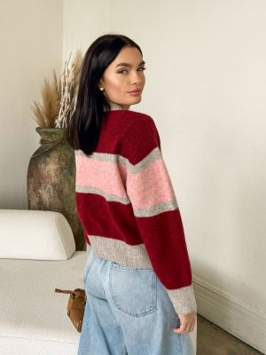 Octavia Button Down Sweater in Burgundy