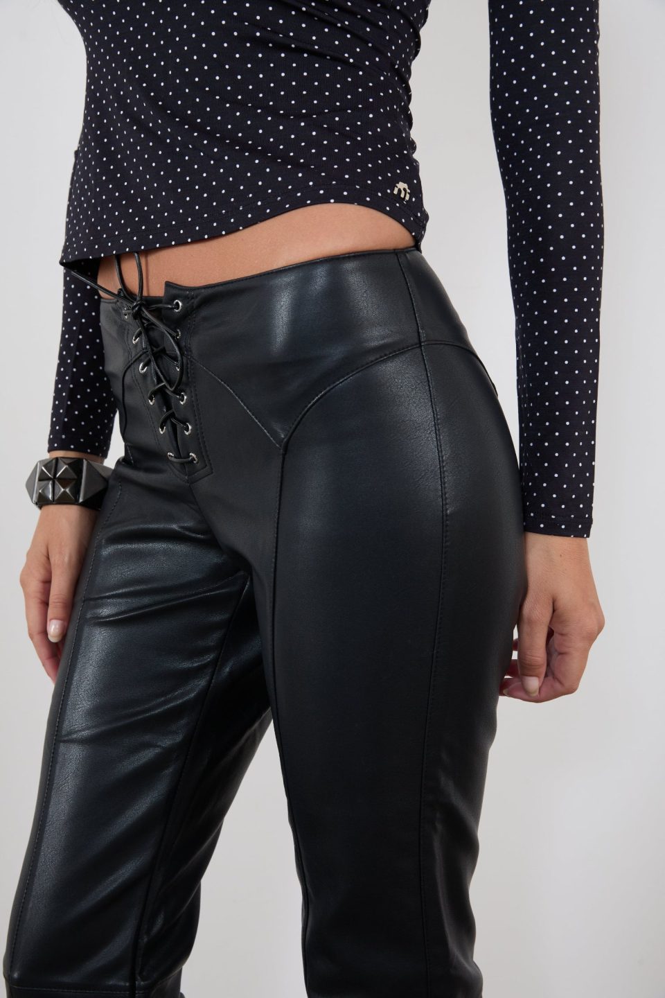 ELEMENT LACE UP PANT - BLACK VEGAN LEATHER
