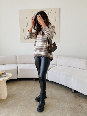 Mocha Stripe Knit Sweater